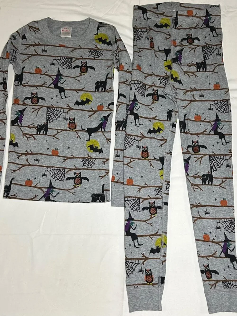 Hanna Andersson Unisex Kids 8 130cm Gray Halloween Print Long john Pajamas